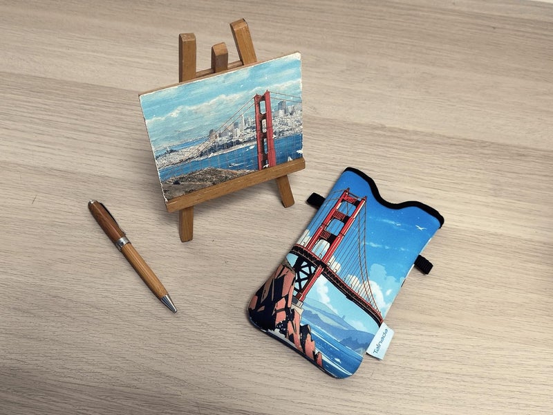 Tainada Men Women Neoprene Phone Sleeve Pouch Case Bag w/Crossbody Strap/Neck Lanyard for iPhone 17/16/15 Pro Max, 16/15/14 Plus, 16e; Samsung S25+, S24, A56, S25 FE, Z Fold7 (Golden Gate Bridge) - Image 3
